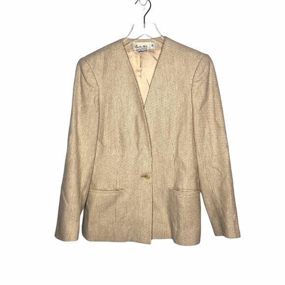 Talbots Austin Hill Blazer Tan Wool Knit 10 VTG - Picture 1 of 9